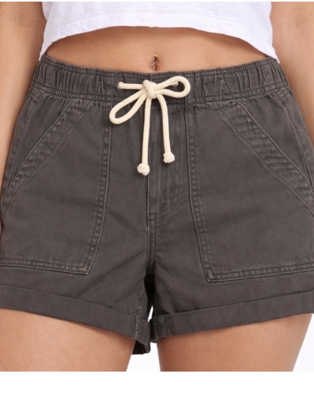 American Eagle Shorts Womens 6 Dark Gray Drawstring Elastic Waist Stretch